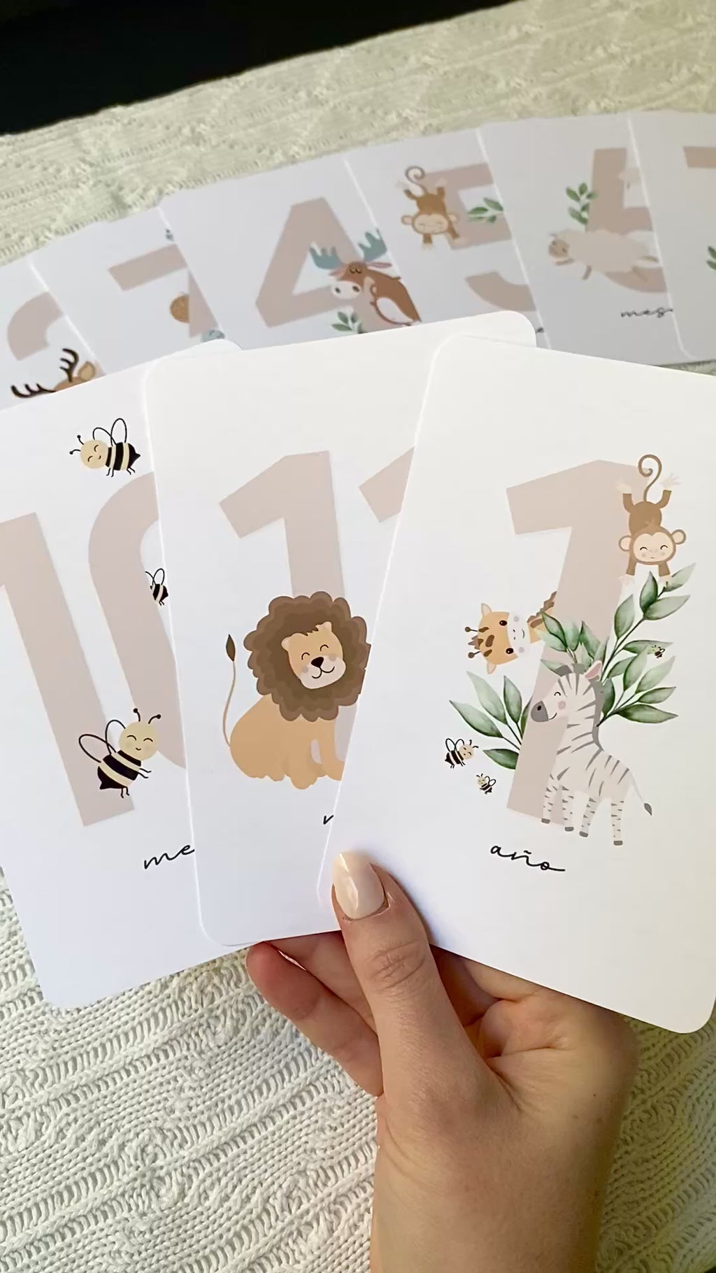 Animal Monthly Cards | Beige