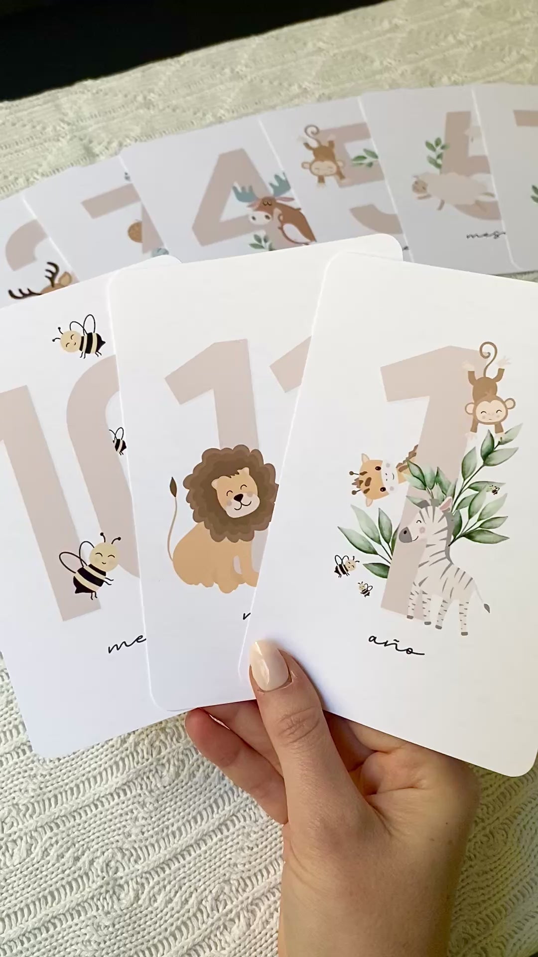 Animal Monthly Cards | Beige